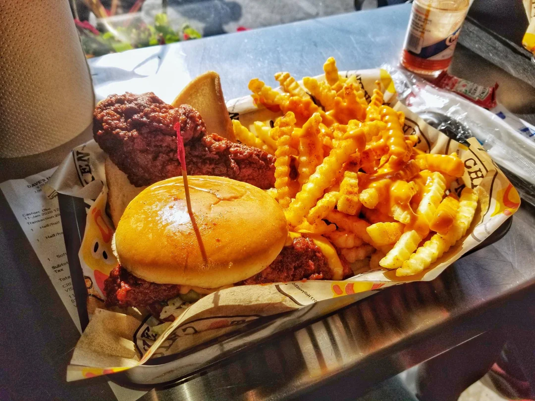 Dave’s #1: 2 Tenders with Fries 3 Dave's tender and slider with cheese fries