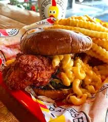 Dave’s #4: 1 Slider with Fries 4 Dave's Hot Chicken Mac & Cheese Sandwich
