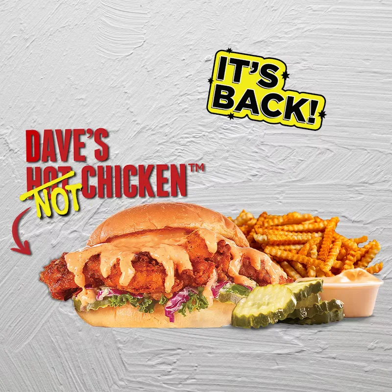 Dave's Hot Chicken Menu - Latest 2025 8 Cauli Daves #4: 1 Cauli Slider with Fries